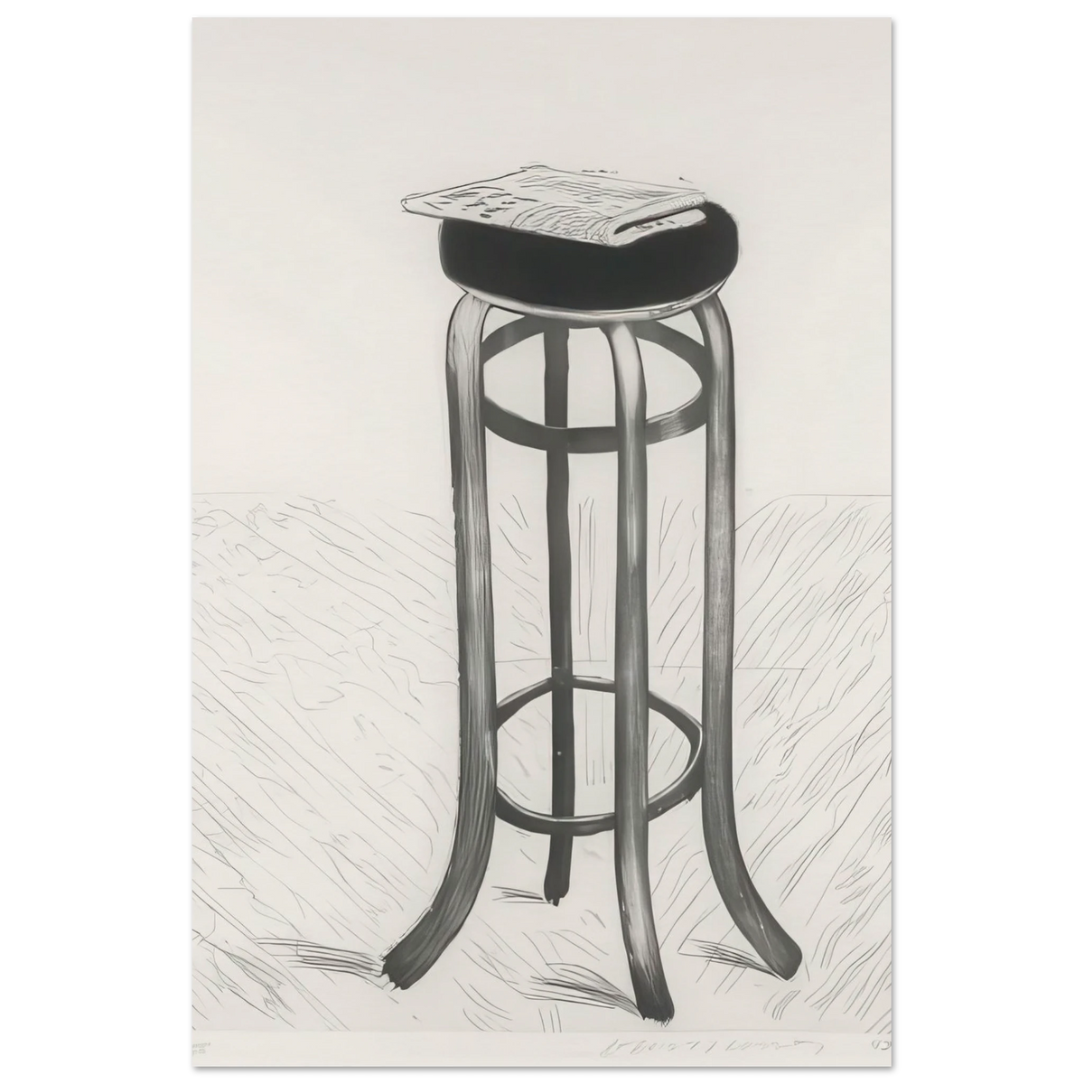 Steel Stool With Newspaper by David Hockney  poster