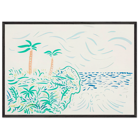 Bora Bora by David Hockney 70x100 cm / 28x40″ inches Framed Art Print – Black Wooden Frame