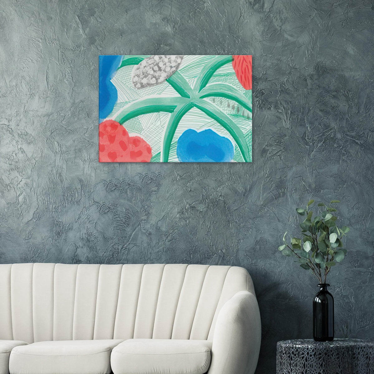 David Hockney canvas print of Landscape With A Plant, July 1986, associated with Hockney's experiments using colour-copy technology.