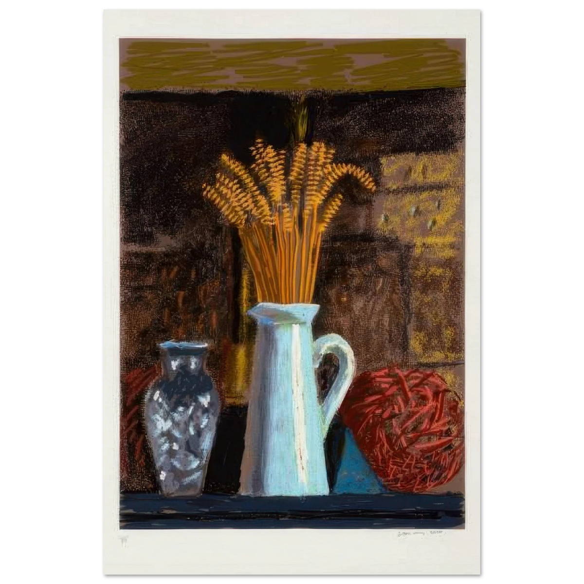 Glass Vase, Jug And Wheat by David Hockney Poster
