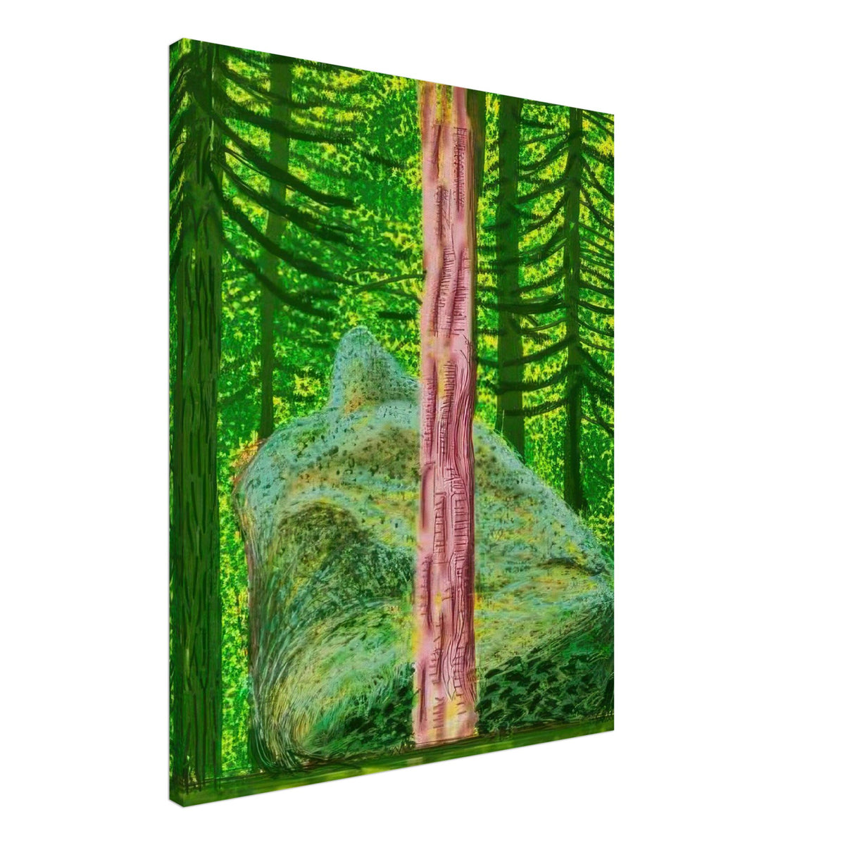 David Hockney, The Yosemite Suite, Yosemite mountains and lush green forests, canvas print, 40 × 50 cm (16 × 20 in)