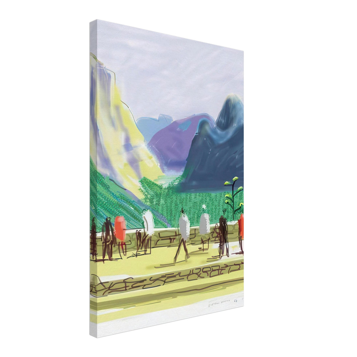David Hockney, The Yosemite Suite 15, mountains and lush green forest, canvas print, 30 × 30 cm (12 × 12 in)
