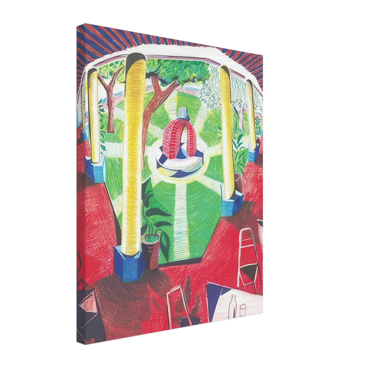 David Hockney, Hotel Acatlán Courtyard, canvas print, 60 × 75 cm (24 × 30 in)