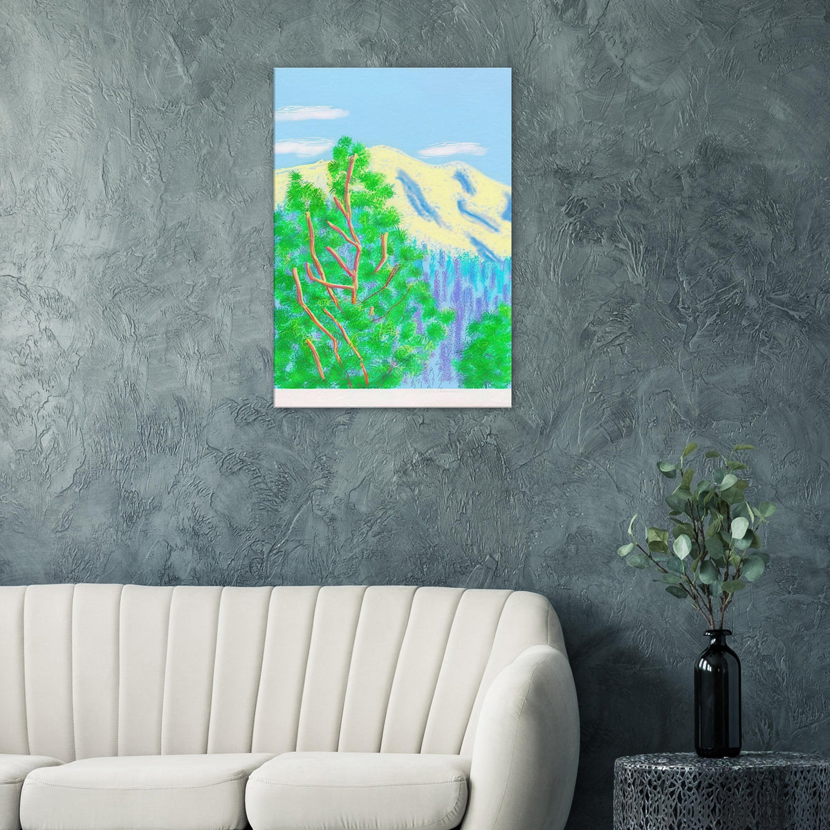 David Hockney, The Yosemite Suite, Yosemite mountains and lush green forests, canvas print