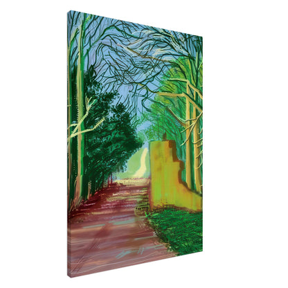 David Hockney, The Arrival of Spring (15 March), woodland path and budding trees, canvas print, 20 × 25 cm (8 × 10 in)