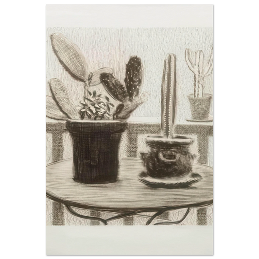 Cacti On Terrace - Signed Print by David Hockney Poster