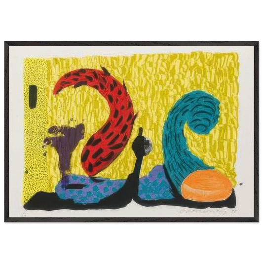 Pushing Up by David Hockney 70x100 cm / 28x40″  inches Framed Art Print – Black Wooden Frame