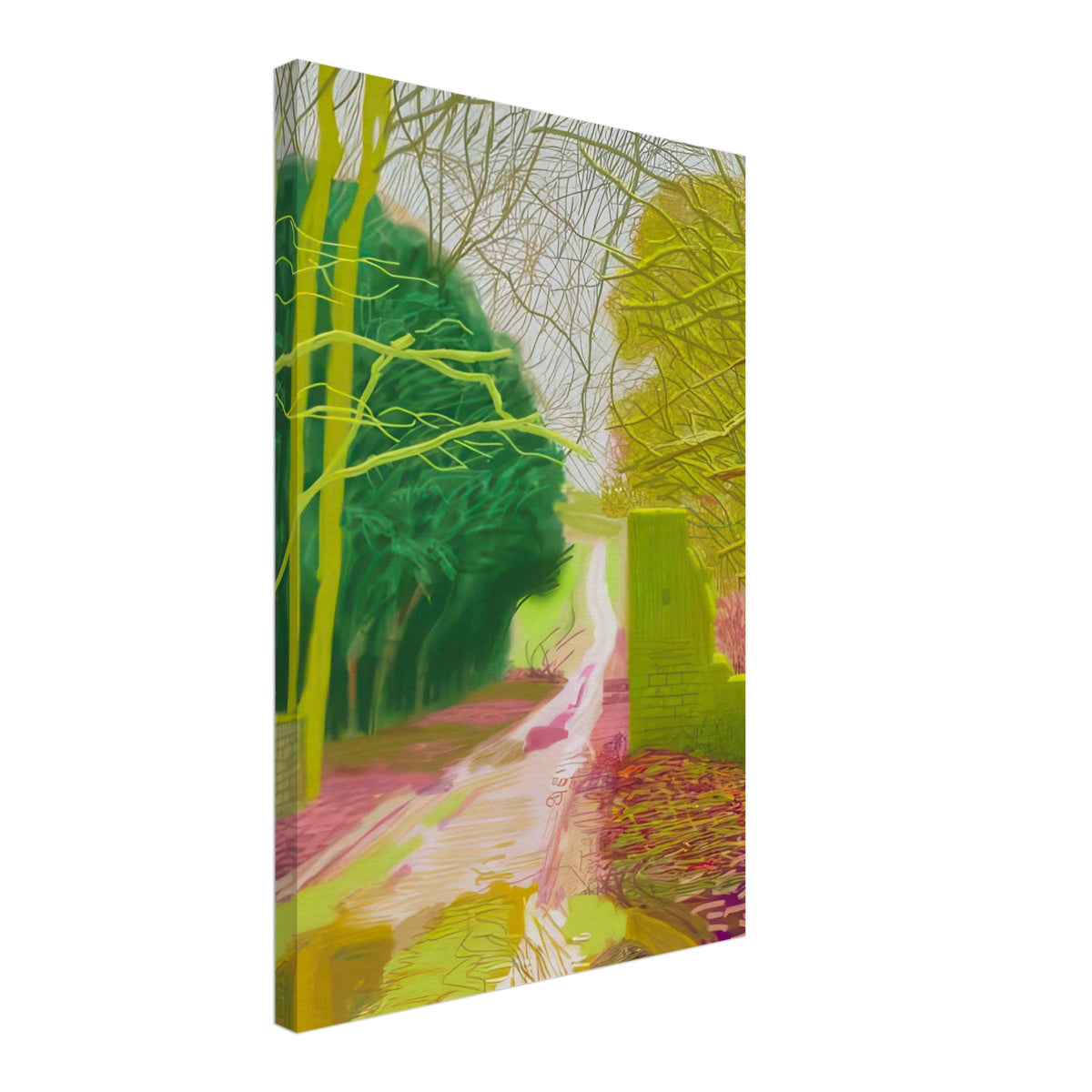 The Arrival of Spring in Woldgate, 15 March — David Hockney canvas print of a woodland path, 60 × 75 cm (24 × 30 in).