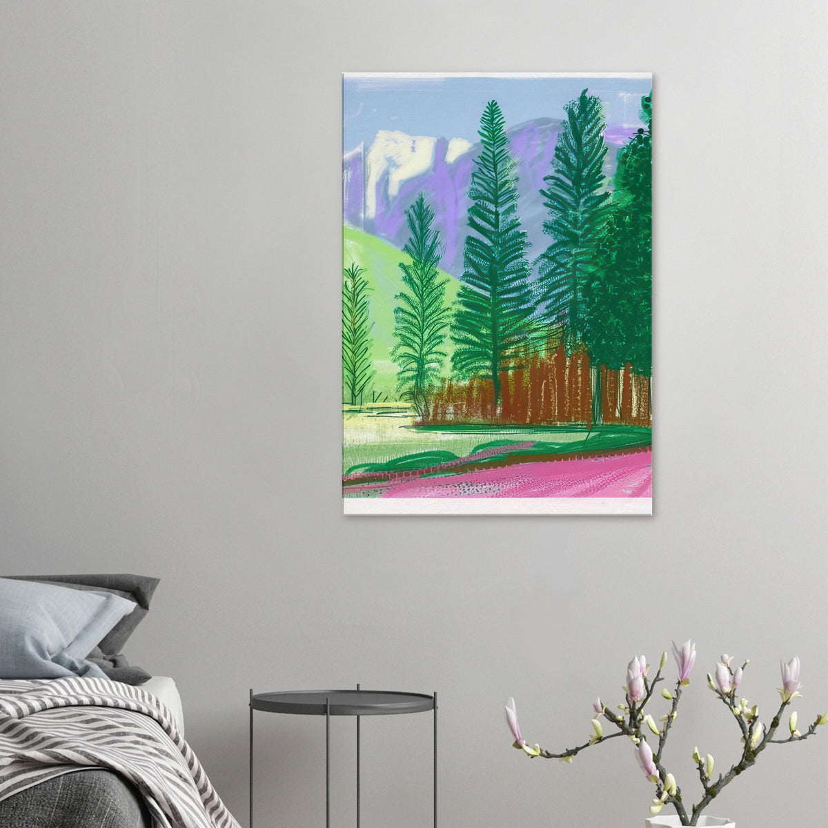 David Hockney, The Yosemite Suite, Yosemite mountains and lush green forests, canvas print