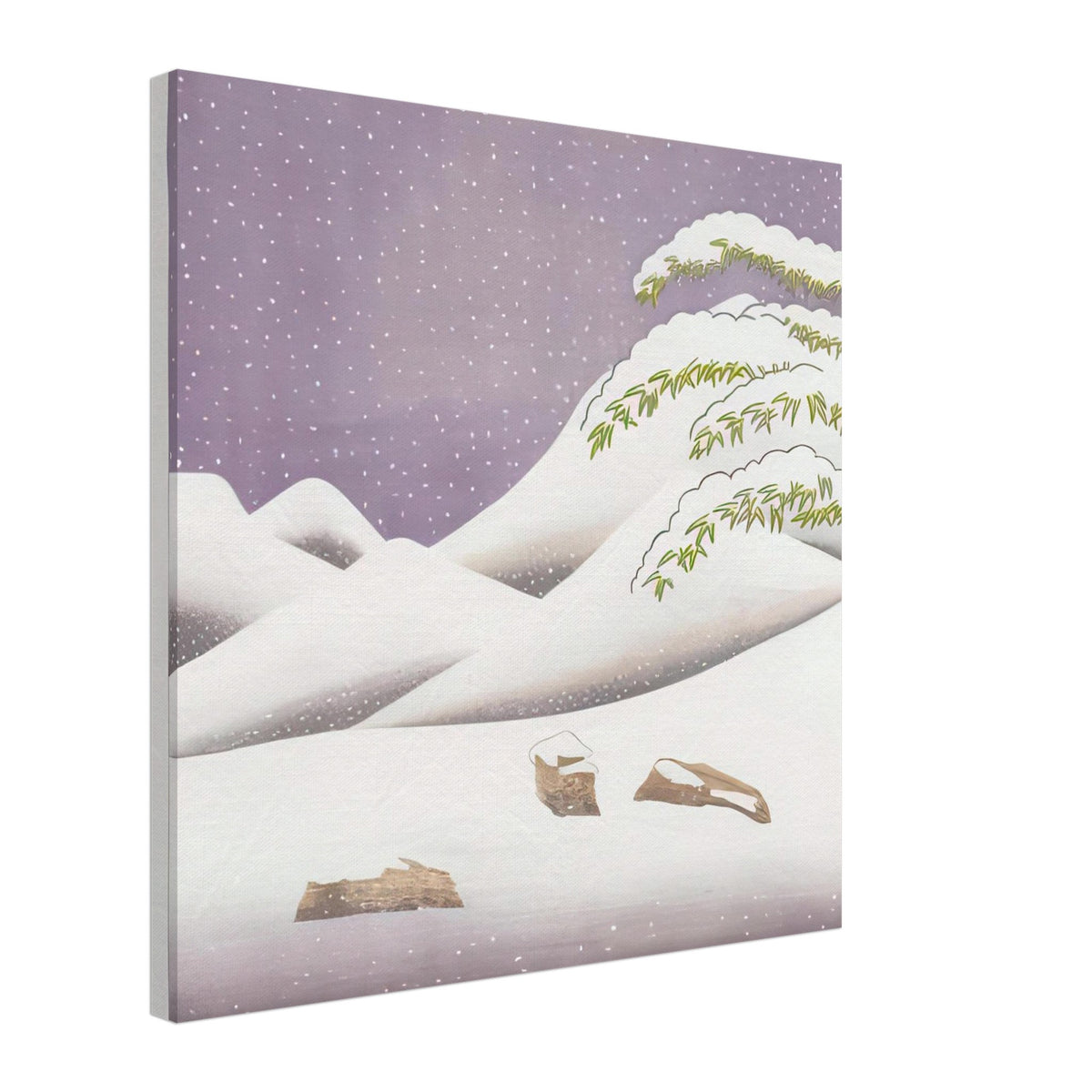 David Hockney, Snow, rolling snowy hills and snow-covered branches, canvas print, 60 × 60 cm (24 × 24 in)