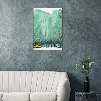 David Hockney, The Yosemite Suite, Yosemite mountains and lush green forests, canvas print
