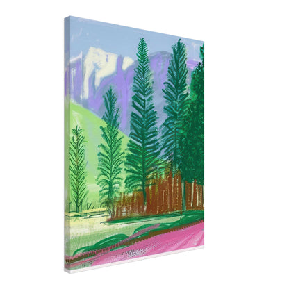 David Hockney, The Yosemite Suite, Yosemite mountains and lush green forests, canvas print, 60 × 90 cm (24 × 36 in)