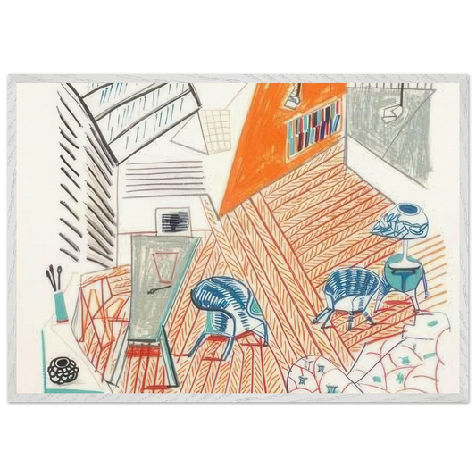 Pembroke Studio With Blue Chairs And Lamp by David Hockney Framed Art Print