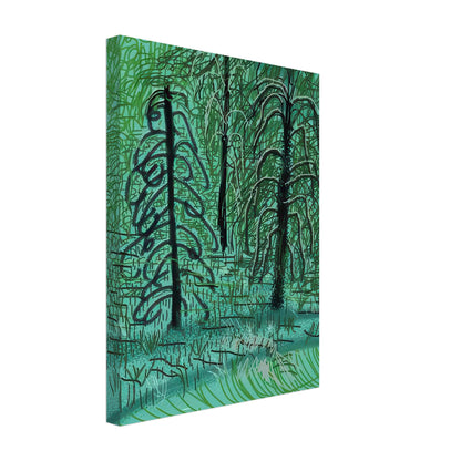 David Hockney, The Yosemite Suite, Yosemite mountains and lush green forests, canvas print, 60 × 60 cm (24 × 24 in)