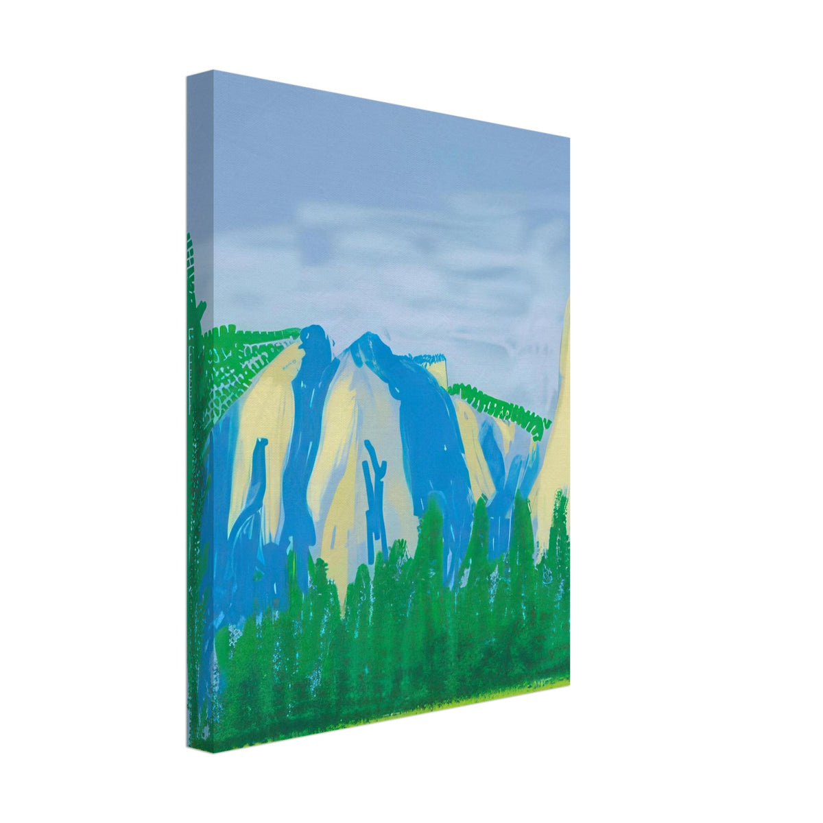 David Hockney, The Yosemite Suite, Yosemite mountains and lush green forests, canvas print, 30 × 30 cm (12 × 12 in)