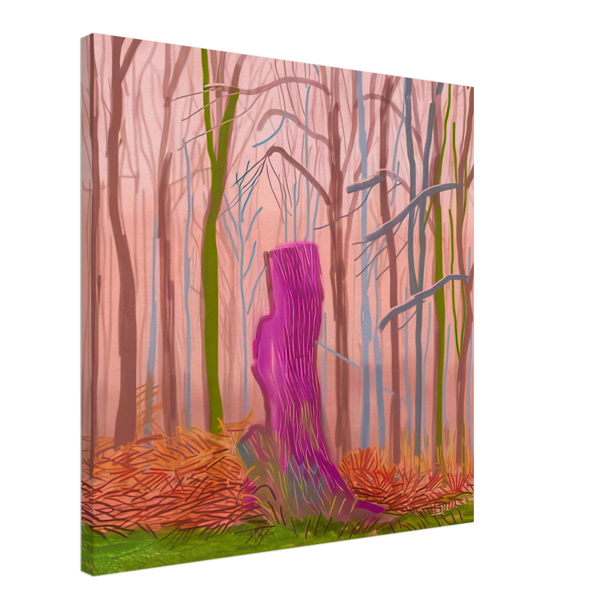 David Hockney, The Arrival of Spring (15 March), woodland path and budding trees, canvas print, 45 × 60 cm (18 × 24 in)
