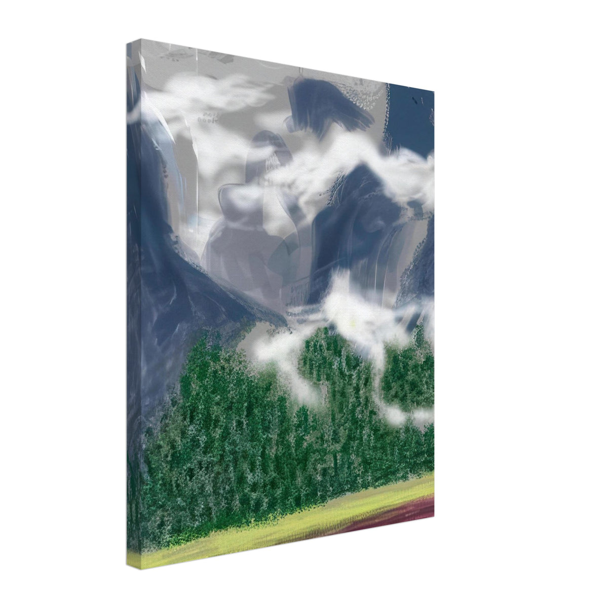 David Hockney, The Yosemite Suite, Yosemite mountains and lush green forests, canvas print, 30 × 30 cm (12 × 12 in)