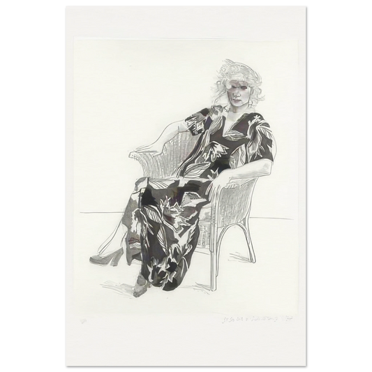 Celia In A Wicker Chair (black state) by David Hockney poster