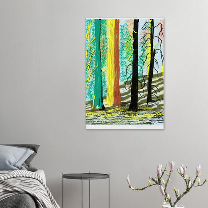 David Hockney, The Yosemite Suite, Yosemite mountains and lush green forests, canvas print