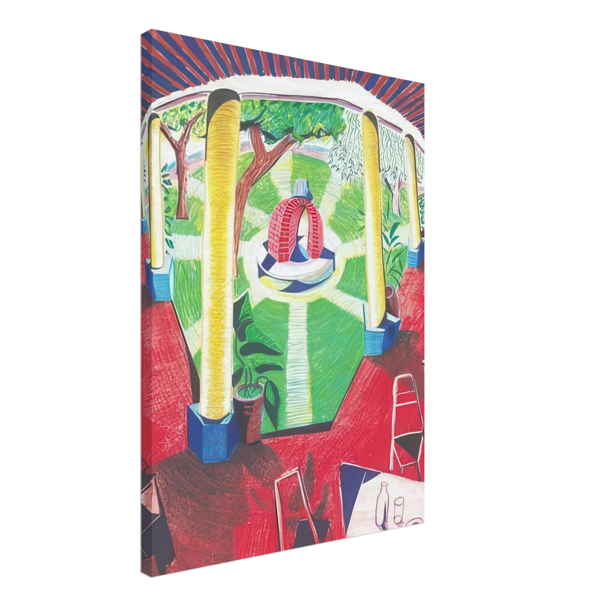 David Hockney, Hotel Acatlán Courtyard, canvas print, 30 × 30 cm (12 × 12 in)