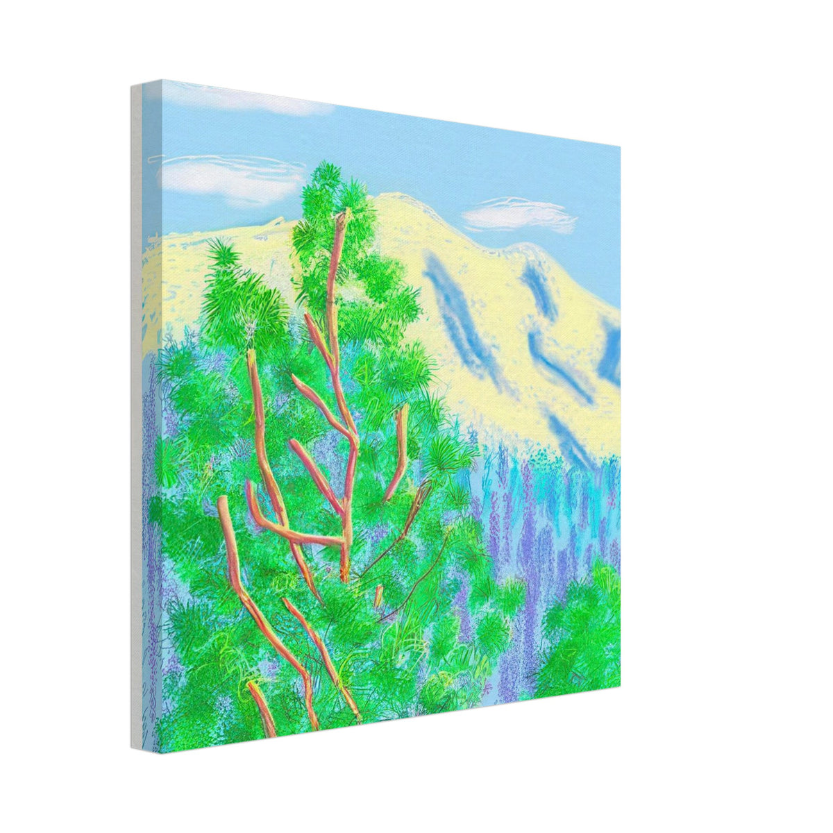 David Hockney, The Yosemite Suite, Yosemite mountains and lush green forests, canvas print, 60 × 90 cm (24 × 36 in)