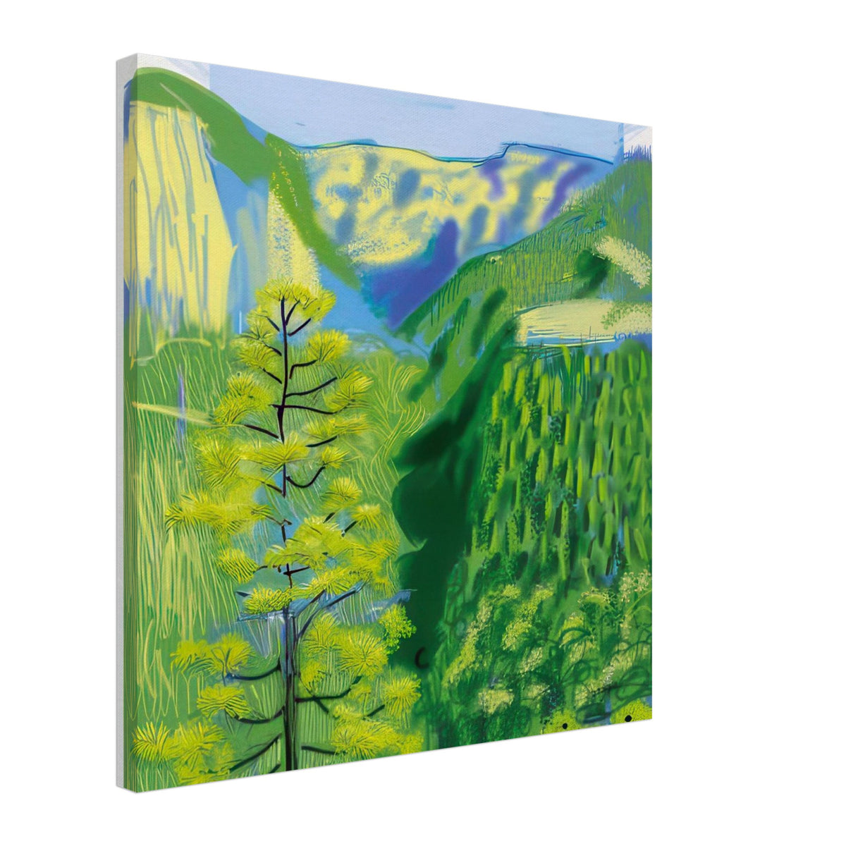 David Hockney, The Yosemite Suite, Yosemite mountains and lush green forests, canvas print, 60 × 90 cm (24 × 36 in)