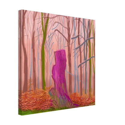David Hockney, The Arrival of Spring (15 March), woodland path and budding trees, canvas print, 60 × 60 cm (24 × 24 in)