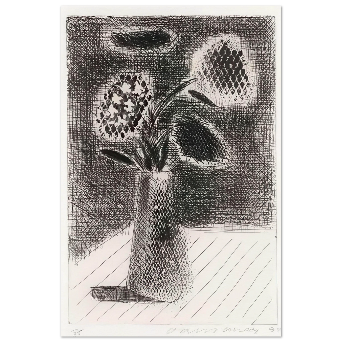 Four Flowers In A Vase by David Hockney poster