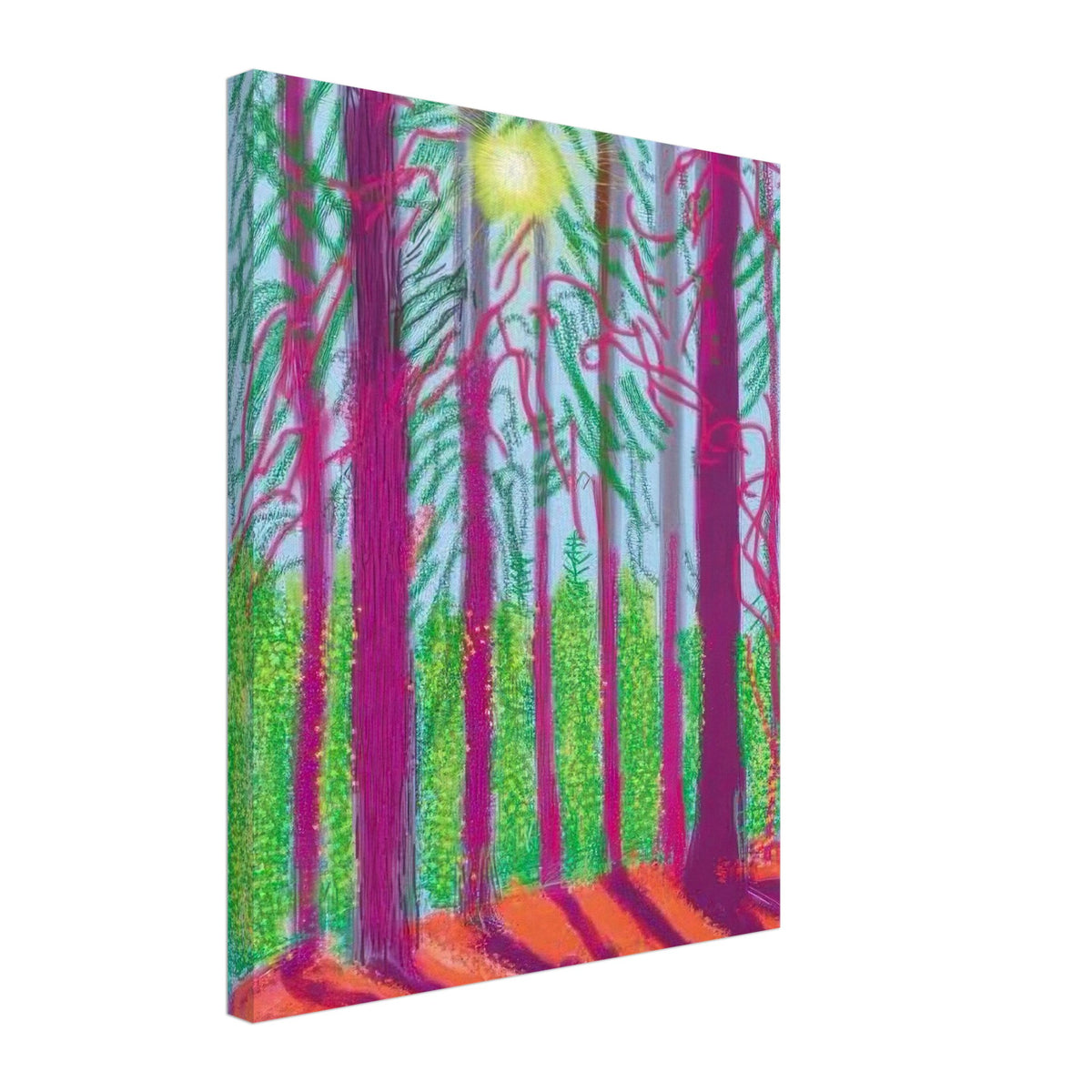 David Hockney, The Yosemite Suite, Yosemite mountains and lush green forests, canvas print, 50 × 70 cm (20 × 28 in)