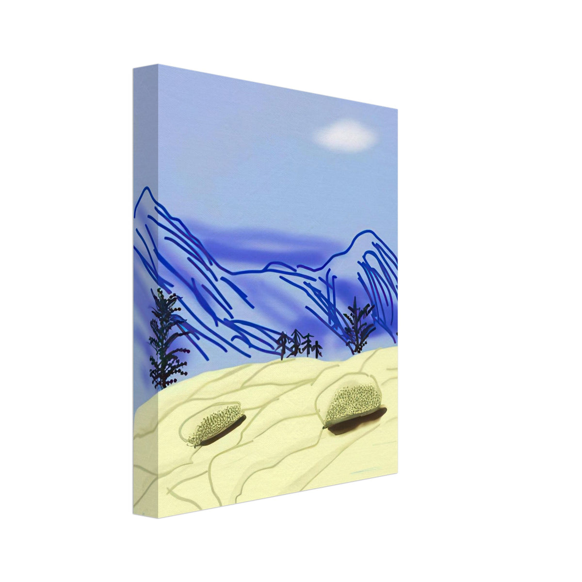 David Hockney, The Yosemite Suite, Yosemite mountains and lush green forests, canvas print, 60 × 75 cm (24 × 30 in)