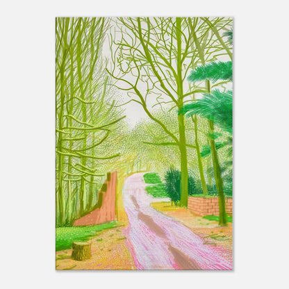 David Hockney, The Arrival of Spring (15 March), woodland path and budding trees, canvas print