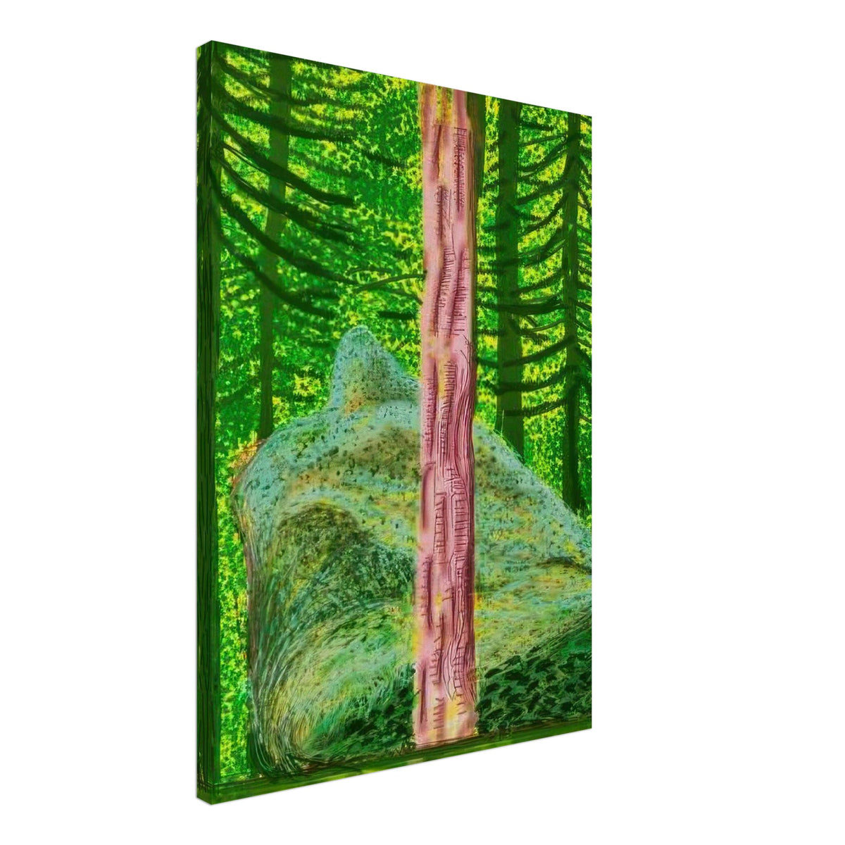 David Hockney, The Yosemite Suite, Yosemite mountains and lush green forests, canvas print, 50 × 70 cm (20 × 28 in)