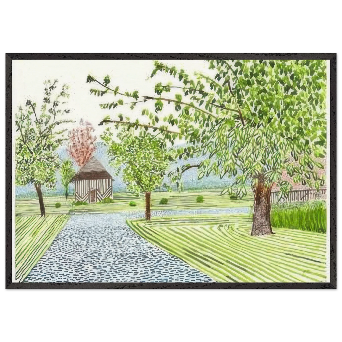 Study Of The Entrance by David Hockney 70x100 cm / 28x40″  inches Framed Art Print – Black Wooden Frame