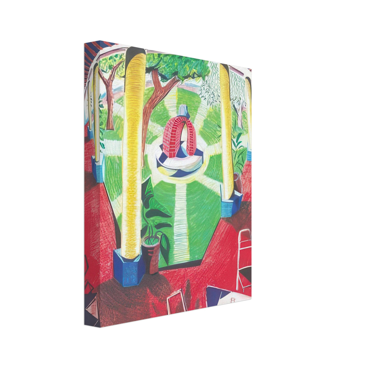 David Hockney, Hotel Acatlán Courtyard, canvas print, 50 × 50 cm (20 × 20 in)