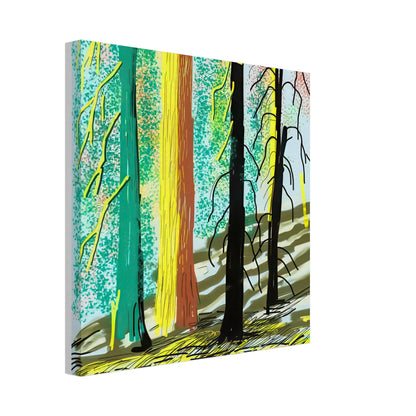 David Hockney, The Yosemite Suite, Yosemite mountains and lush green forests, canvas print, 40 × 40 cm (16 × 16 in)