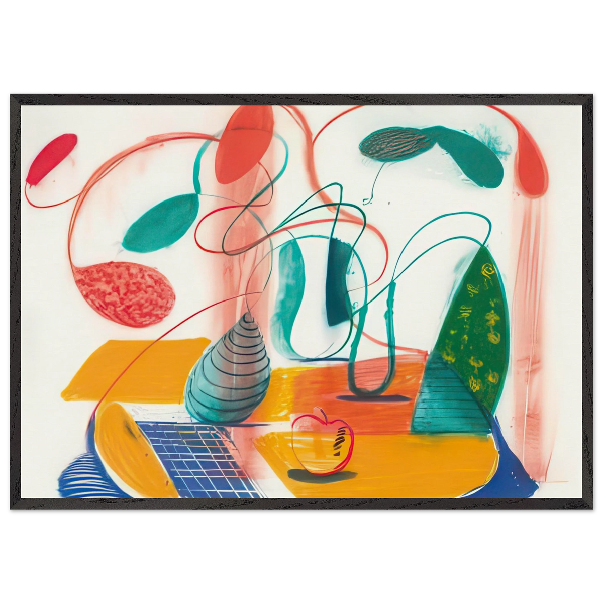Table Flowable by David Hockney 70x100 cm / 28x40″  inches Framed Art Print – Black Wooden Frame