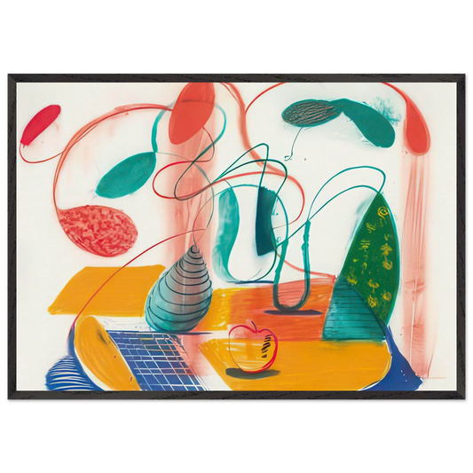 Table Flowable by David Hockney 70x100 cm / 28x40″  inches Framed Art Print – Black Wooden Frame