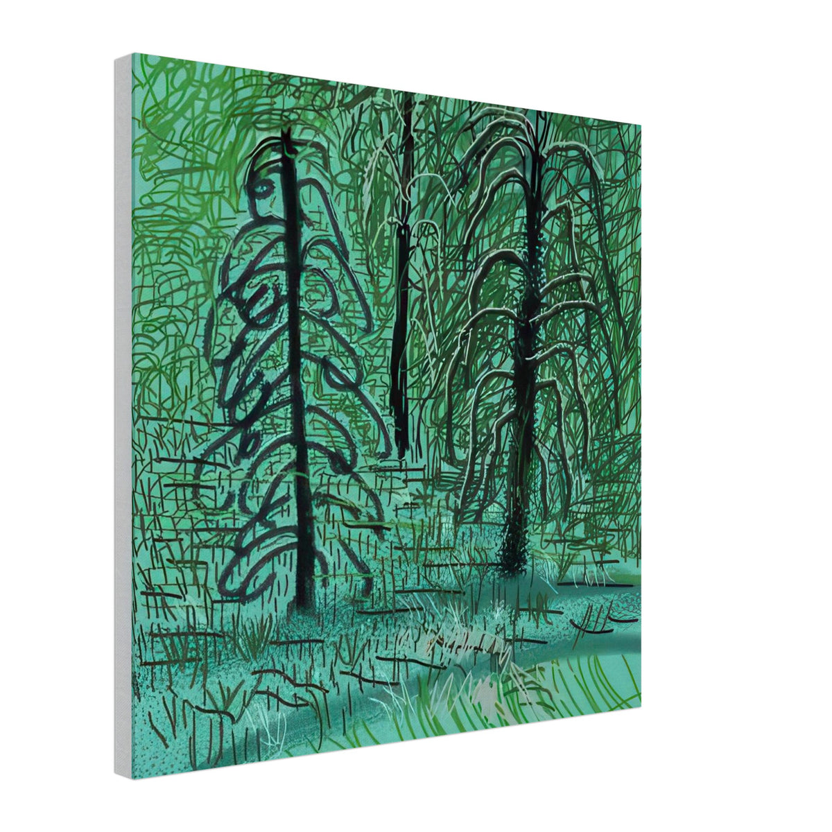 David Hockney, The Yosemite Suite, Yosemite mountains and lush green forests, canvas print, 50 × 70 cm (20 × 28 in)
