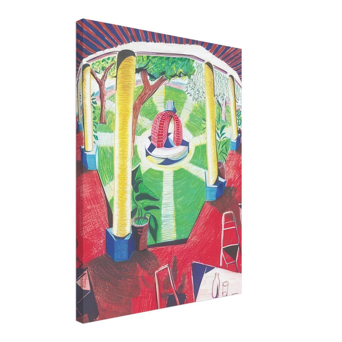 David Hockney, Hotel Acatlán Courtyard, canvas print, 27 × 35 cm (11 × 14 in)