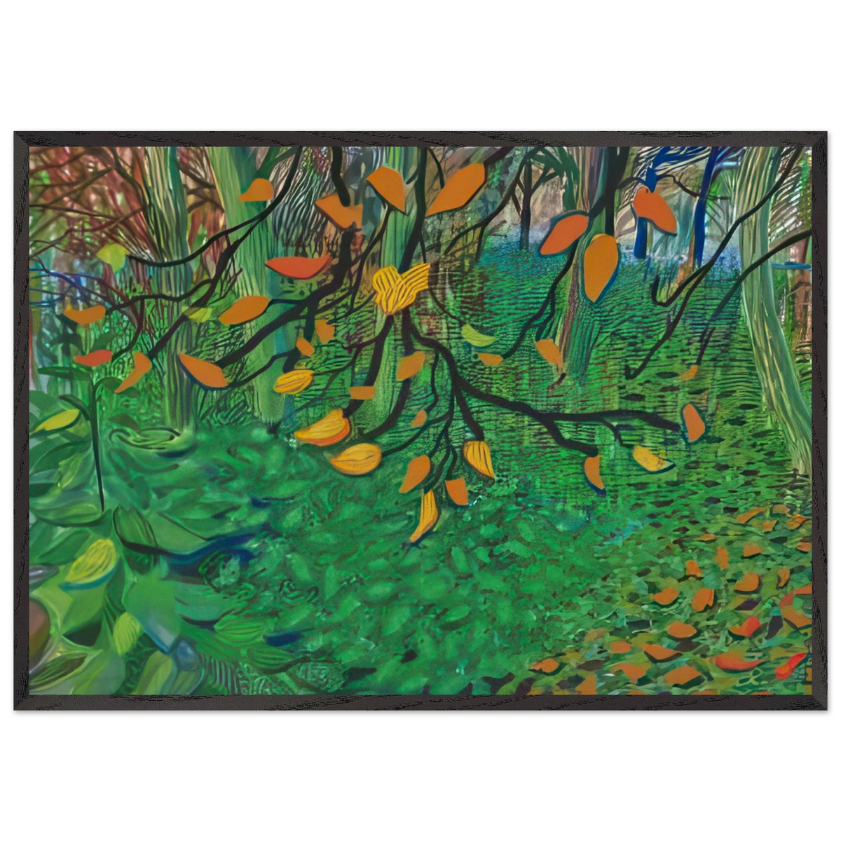 Autumn Leaves - Inkjet Print by David Hockney 70x100 cm / 28x40″ inches Framed Art Print – Black Wooden Frame