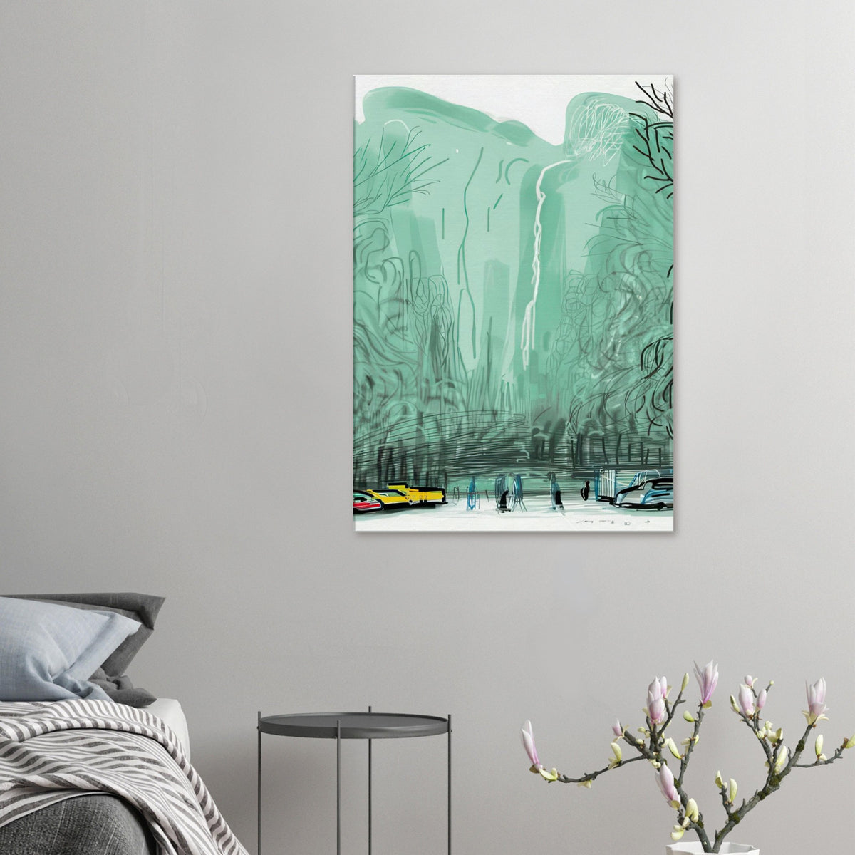 David Hockney, The Yosemite Suite, Yosemite mountains and lush green forests, canvas print