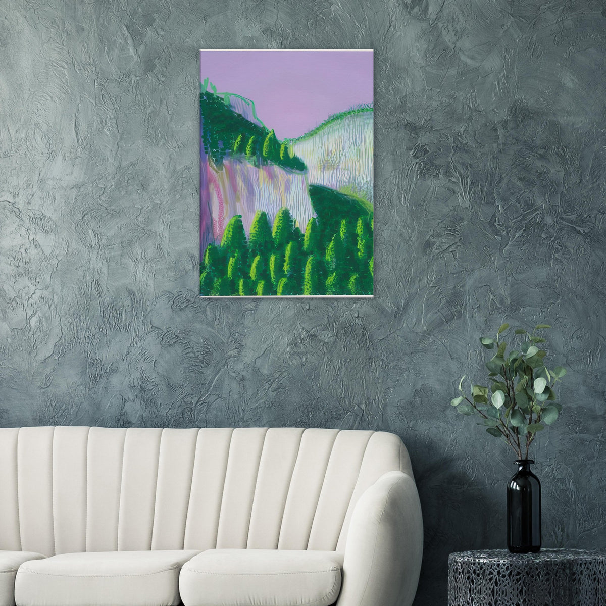 David Hockney, The Yosemite Suite, Yosemite mountains and lush green forests, canvas print