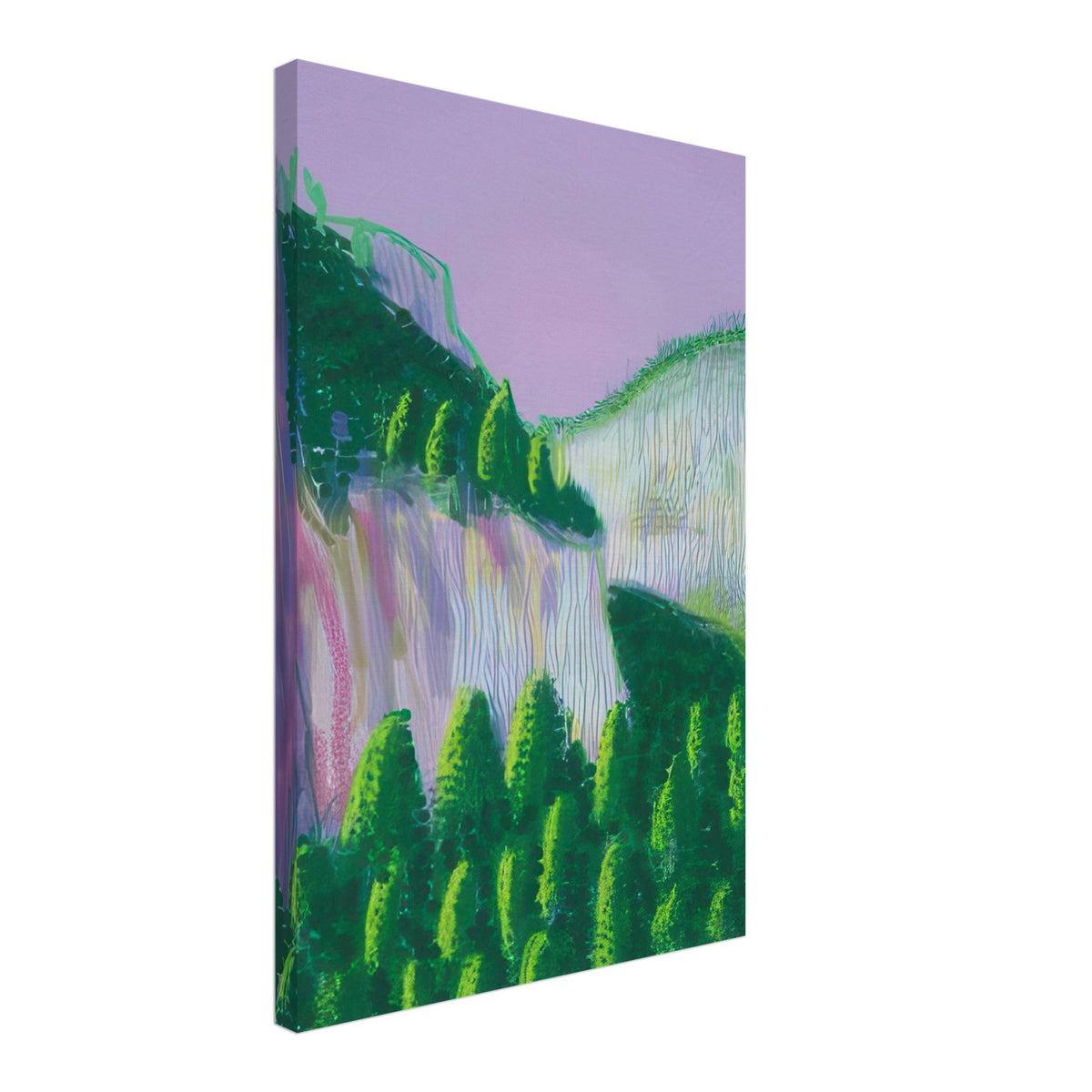 David Hockney, The Yosemite Suite, Yosemite mountains and lush green forests, canvas print, 60 × 90 cm (24 × 36 in)