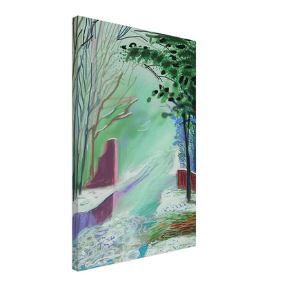 The Arrival of Spring in Woldgate, 15 March — David Hockney canvas print of a woodland path, 50 × 50 cm (20 × 20 in).