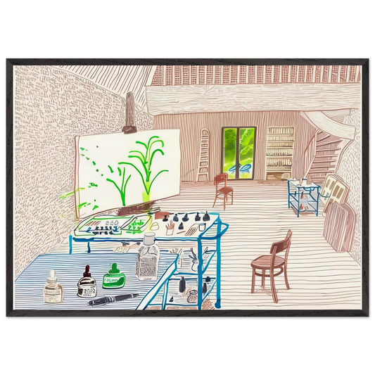In The Studio by David Hockney 70x100 cm / 28x40″  inches Framed Art Print – Black Wooden Frame
