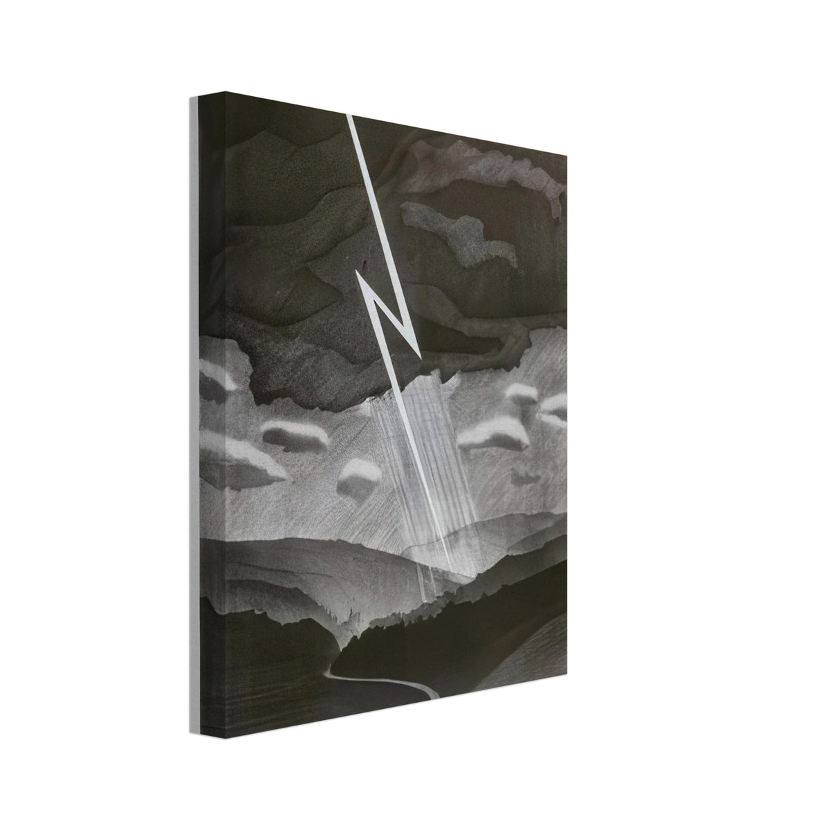 David Hockney, Lightning, monochrome valley beneath a thunderstorm, canvas print, 40 × 60 cm (16 × 24 in)
