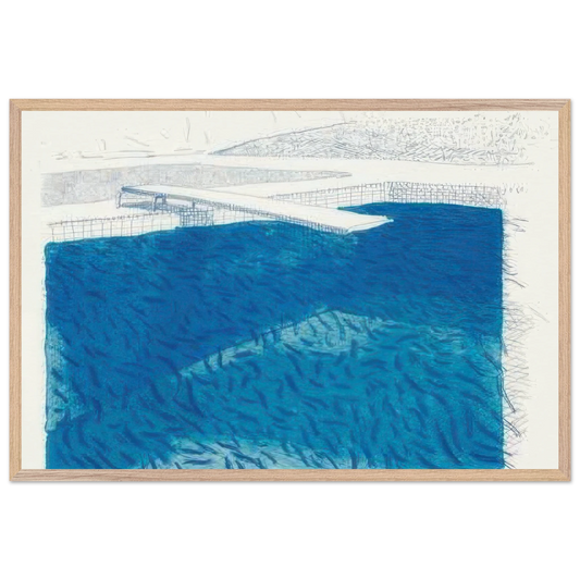 Lithograph Of Water Made Of Lines, Crayon And Two Blue Washes Without Green Wash by David Hockney  Framed Art Print