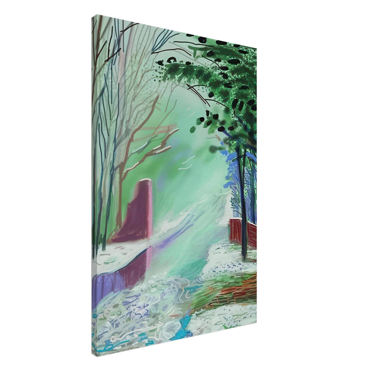 The Arrival of Spring in Woldgate, 15 March — David Hockney canvas print of a woodland path, 40 × 50 cm (16 × 20 in).