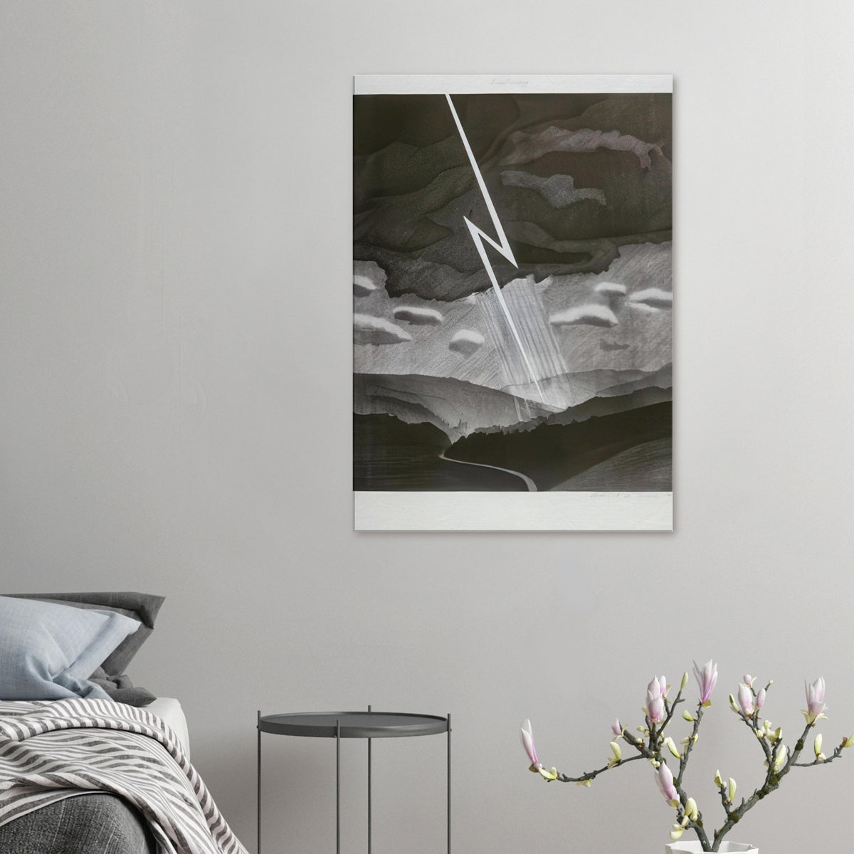 David Hockney, Lightning, monochrome valley beneath a thunderstorm, canvas print
