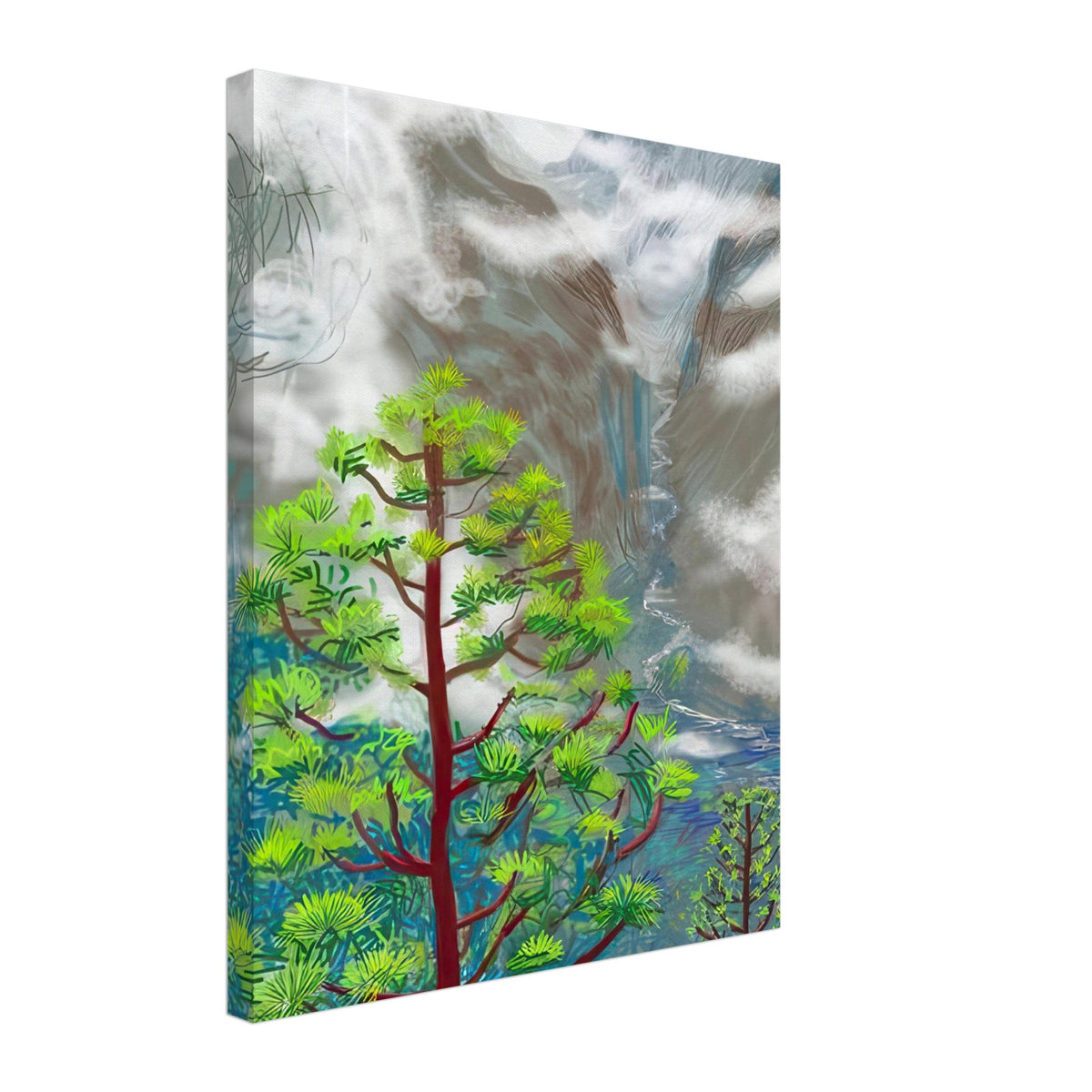 David Hockney, The Yosemite Suite, Yosemite mountains and lush green forests, canvas print, 50 × 70 cm (20 × 28 in)